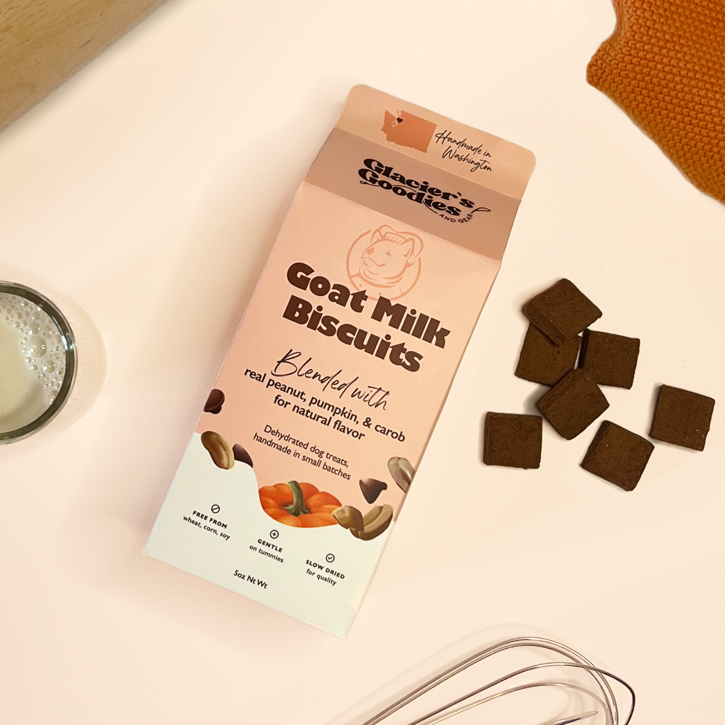 Goat Milk Dog Biscuits — Carob, Peanut & Pumpkin