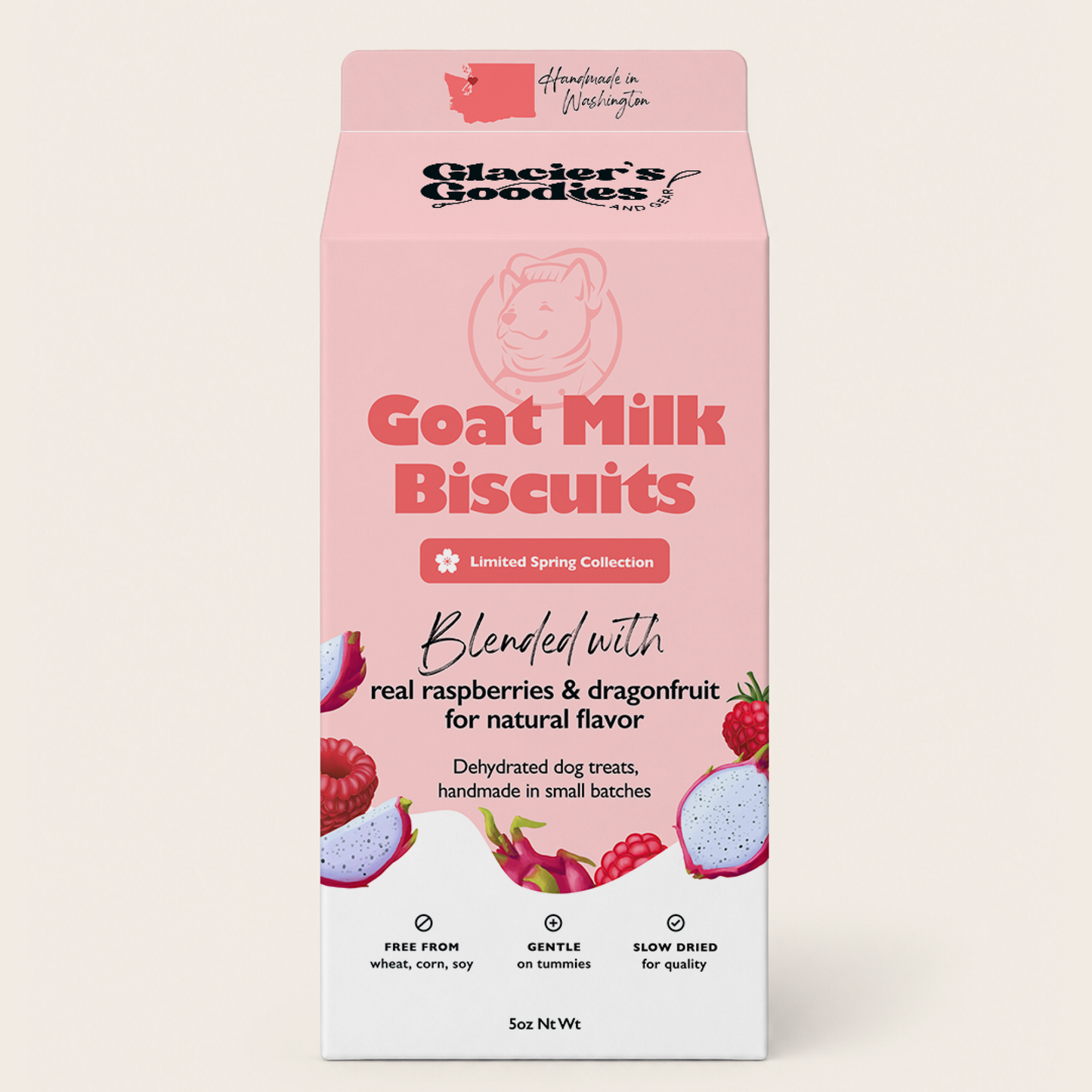 Spring Collection Goat Milk Dog Biscuits – Raspberry & Dragonfruit (Limited)