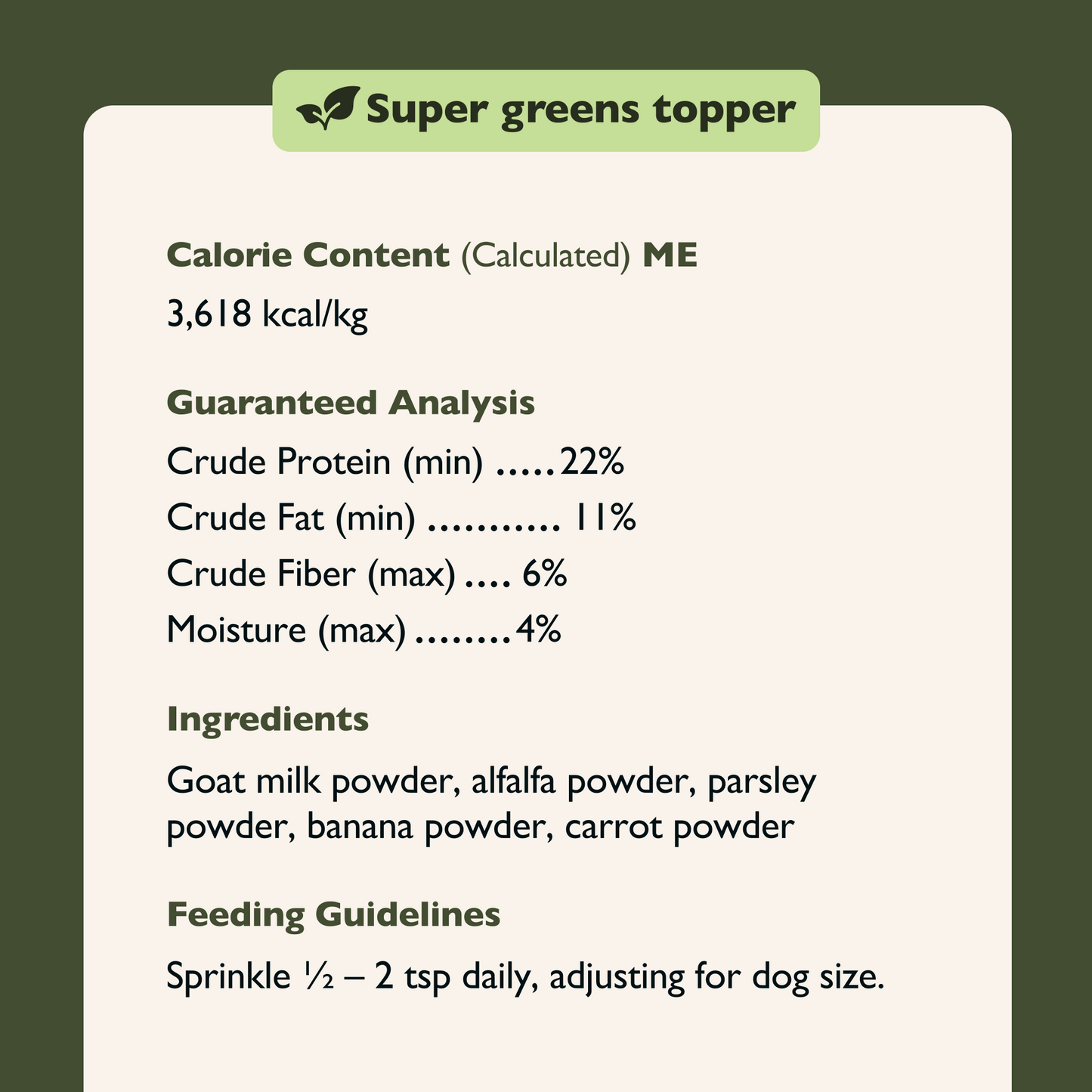 Super Greens Goat Milk Topper